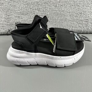Dearfoams Women's Odell Platform Sandal Size 6 Black‎ White Bottom Strap