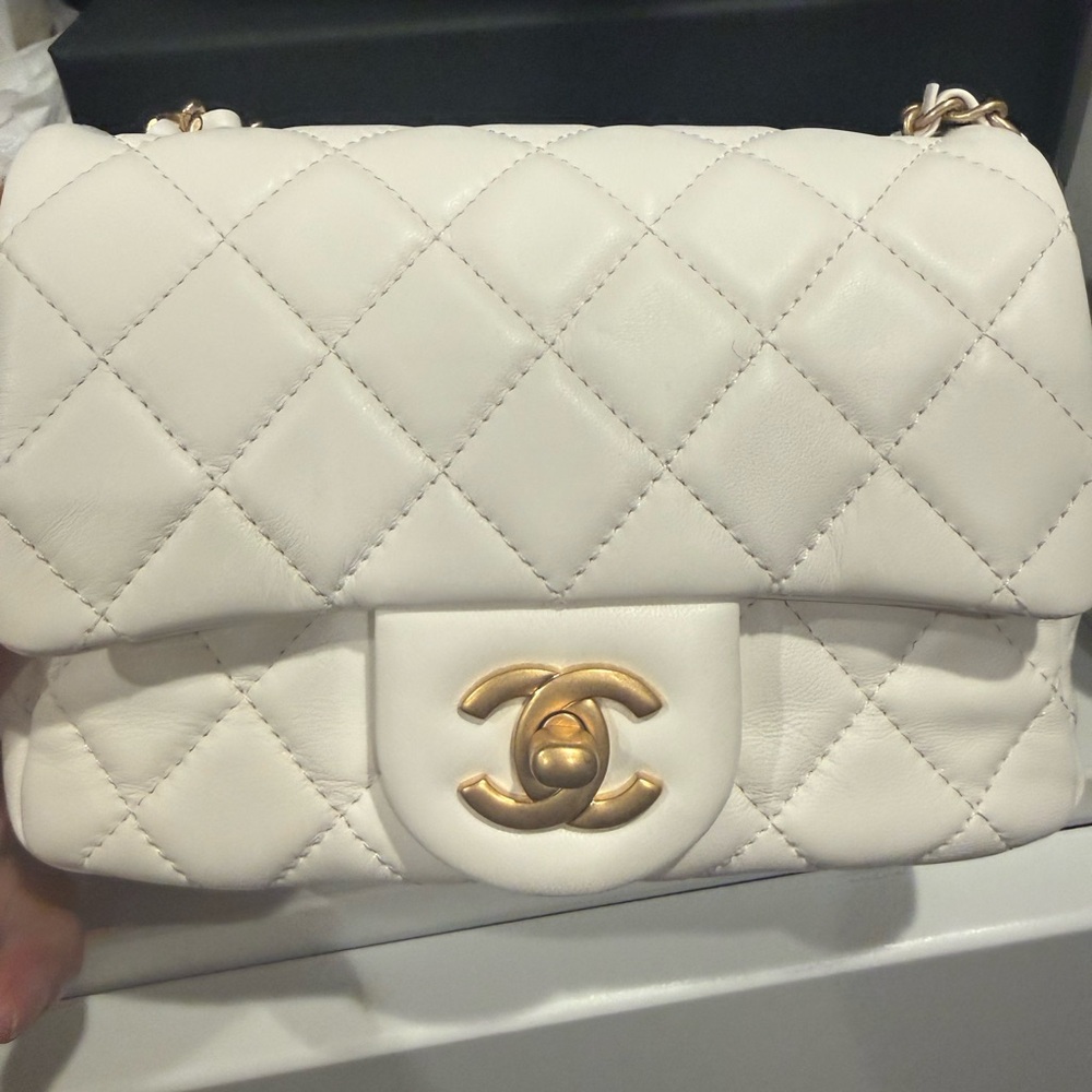Chanel White Quilted Leather Bag