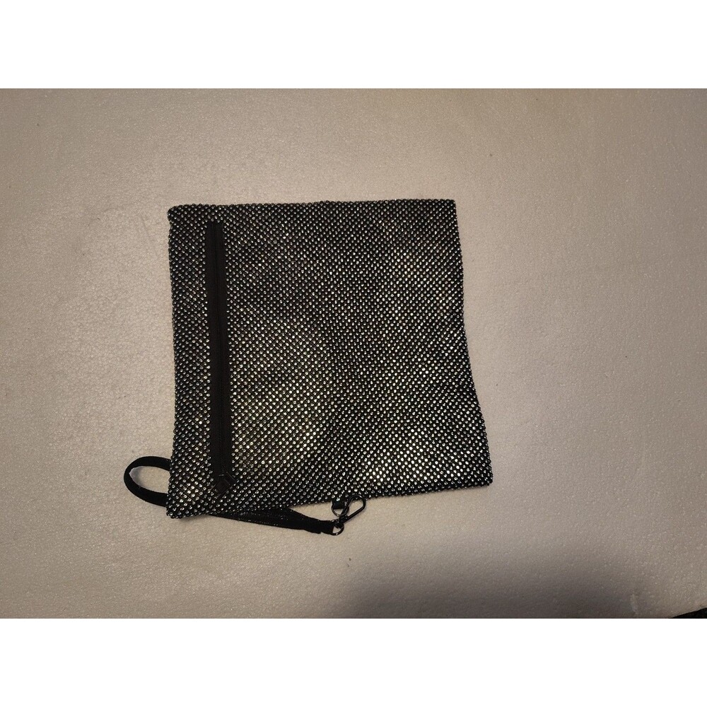 Madison West Fold Over Wristlet Clutch Glitter Rhinestone Black Silver - Picture 4 of 4