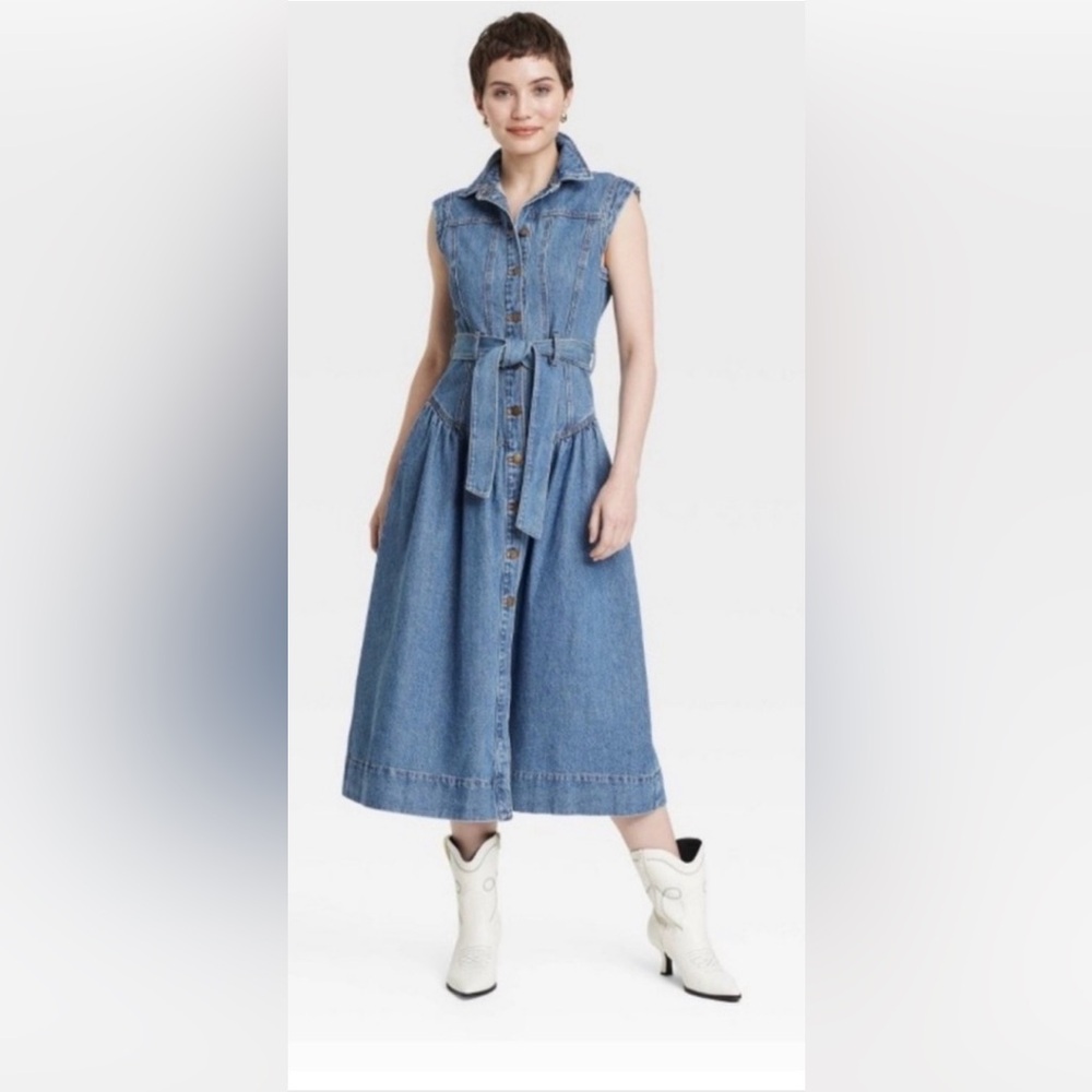 Women’s Universal Thread Blue Denim Midi Dress Size 16