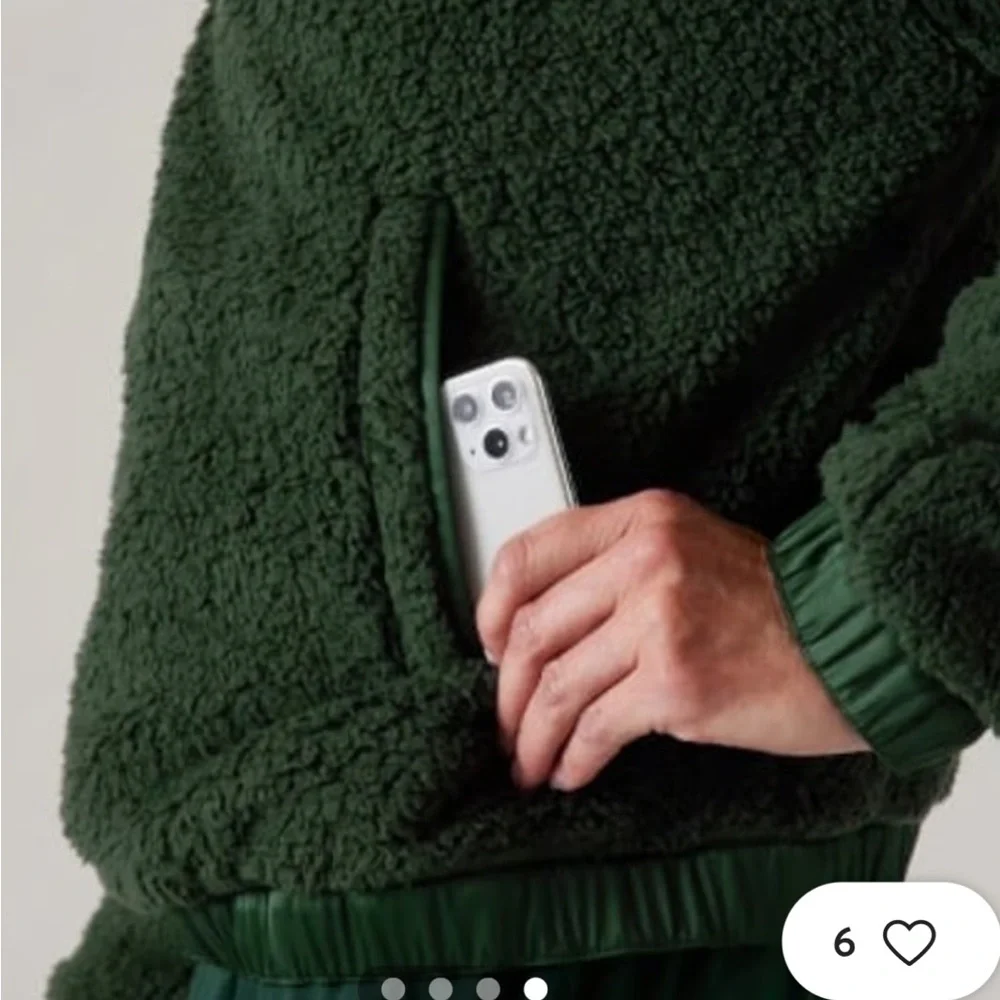 Athleta Tugga Cozy Green Sherpa Pullover - Picture 4 of 8