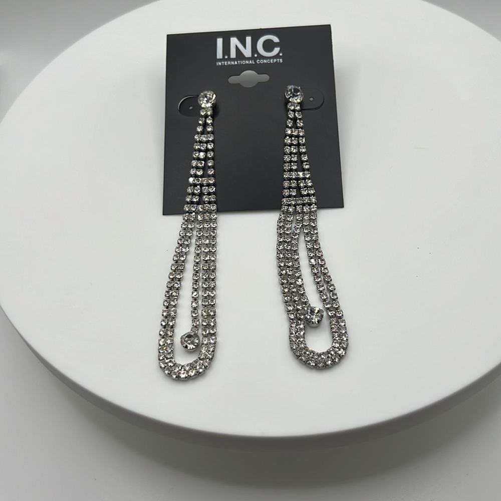 I.n.c. International Concepts Silver-Tone Crystal Pendulum Drop Earrings - Picture 3 of 4