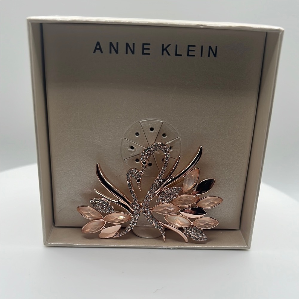 Anne Klein Rose Gold Swan Pin