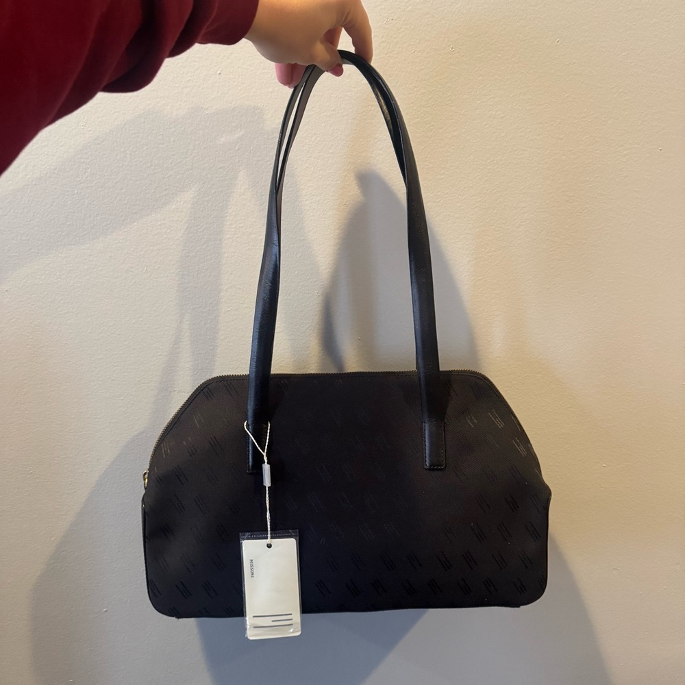 Missoni Vintage Black Canvas and Leather Shoulder Bag