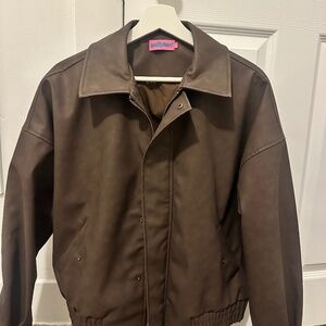 Edikted Brown Leather Jacket