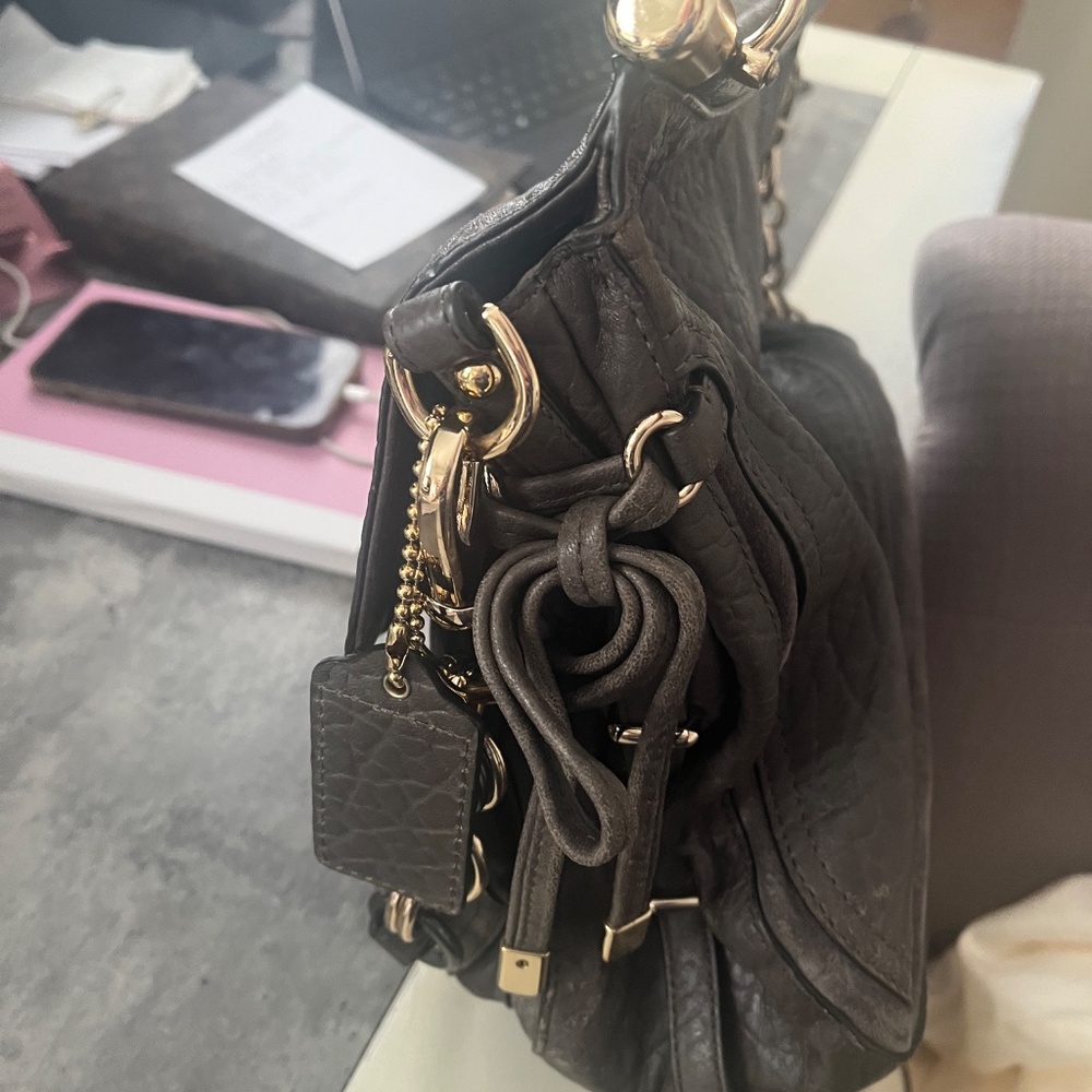 Coach Grey Leather and Suede handbag with dust bag - Picture 4 of 5