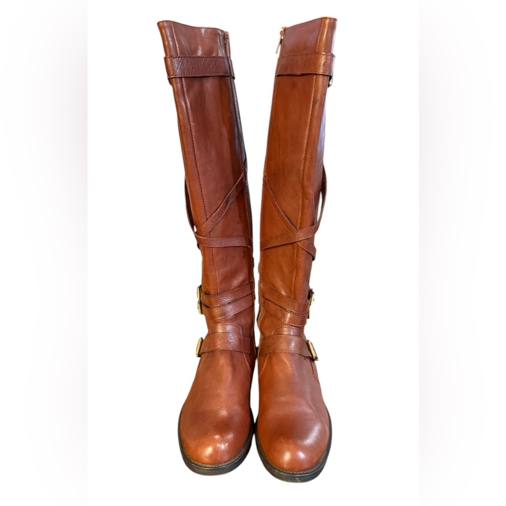 Miz Mooz Kira Brown Over the Knee Boots with Decorative Straps Women’s Size 6.5 - Picture 4 of 11