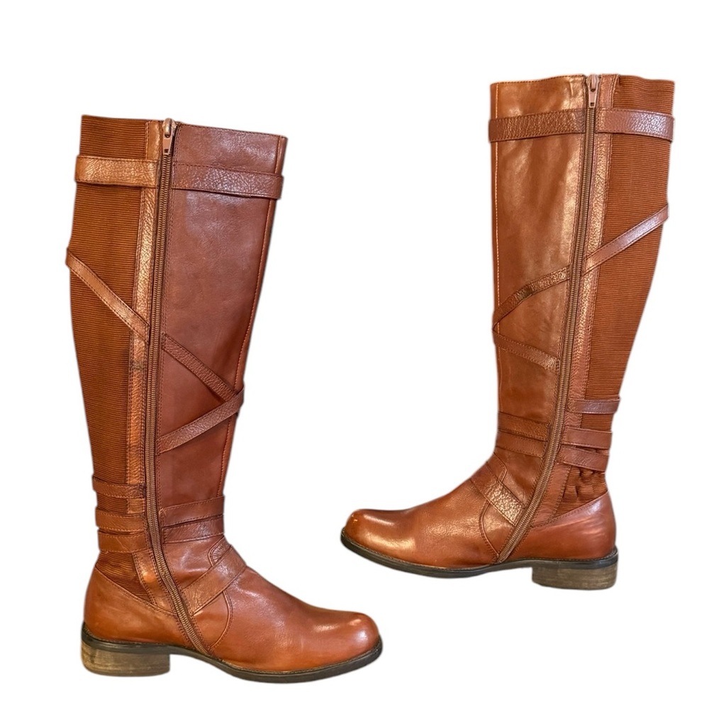 Miz Mooz Kira Brown Over the Knee Boots with Decorative Straps Women’s Size 6.5 - Picture 5 of 11
