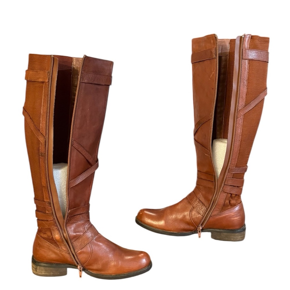 Miz Mooz Kira Brown Over the Knee Boots with Decorative Straps Women’s Size 6.5 - Picture 6 of 11