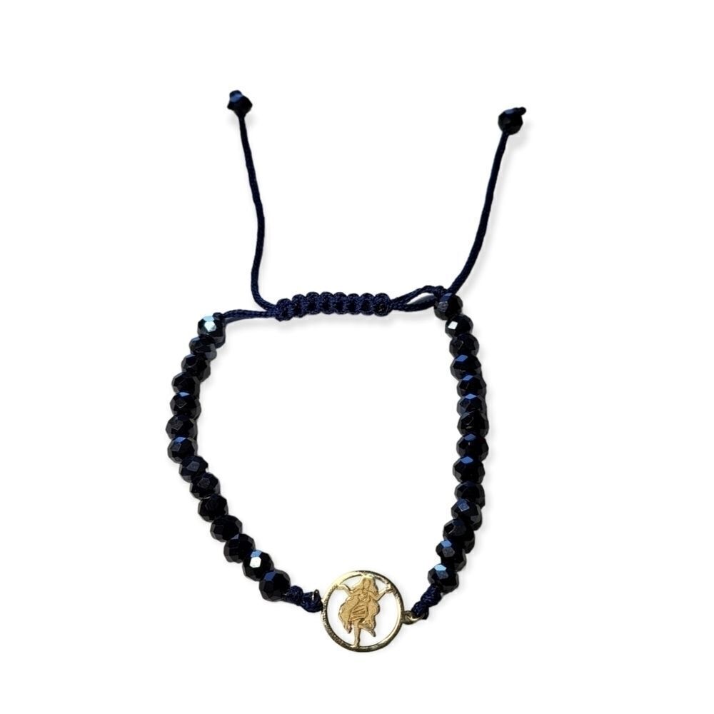 18K REAL Gold Virgo Horoscope Sign Adjustable stone Beaded Shiny Braided