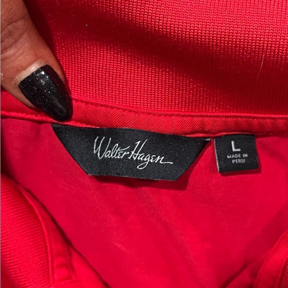 Walter Hagen Polo Shirt Short Sleeve Button Front Collared Neck Red Size Large - Picture 3 of 4