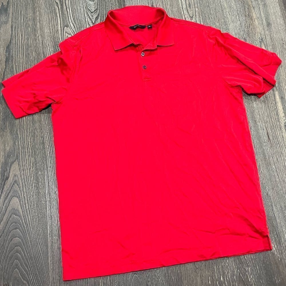 Walter Hagen Polo Shirt Short Sleeve Button Front Collared Neck Red Size Large