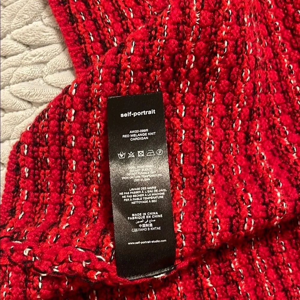 Self-Portrait Red Textured Knit Cardigan - Picture 8 of 8