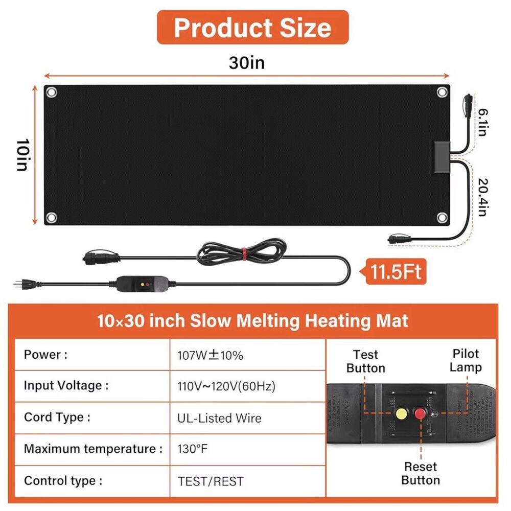 10x30 Heated Snow Melting Mat Outdoor Walkway Step Ice Melt Pad Waterproof - Picture 2 of 10