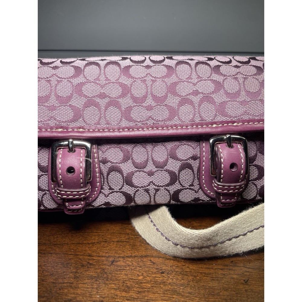 COACH Signature Purple Canvas Front Flap Fanny Pack/ Waist/Sling Bag RARE VTG EC - Picture 10 of 16