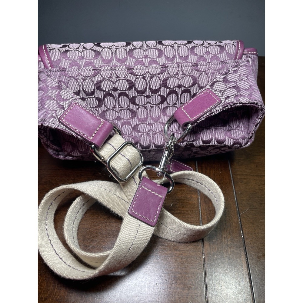 COACH Signature Purple Canvas Front Flap Fanny Pack/ Waist/Sling Bag RARE VTG EC - Picture 16 of 16