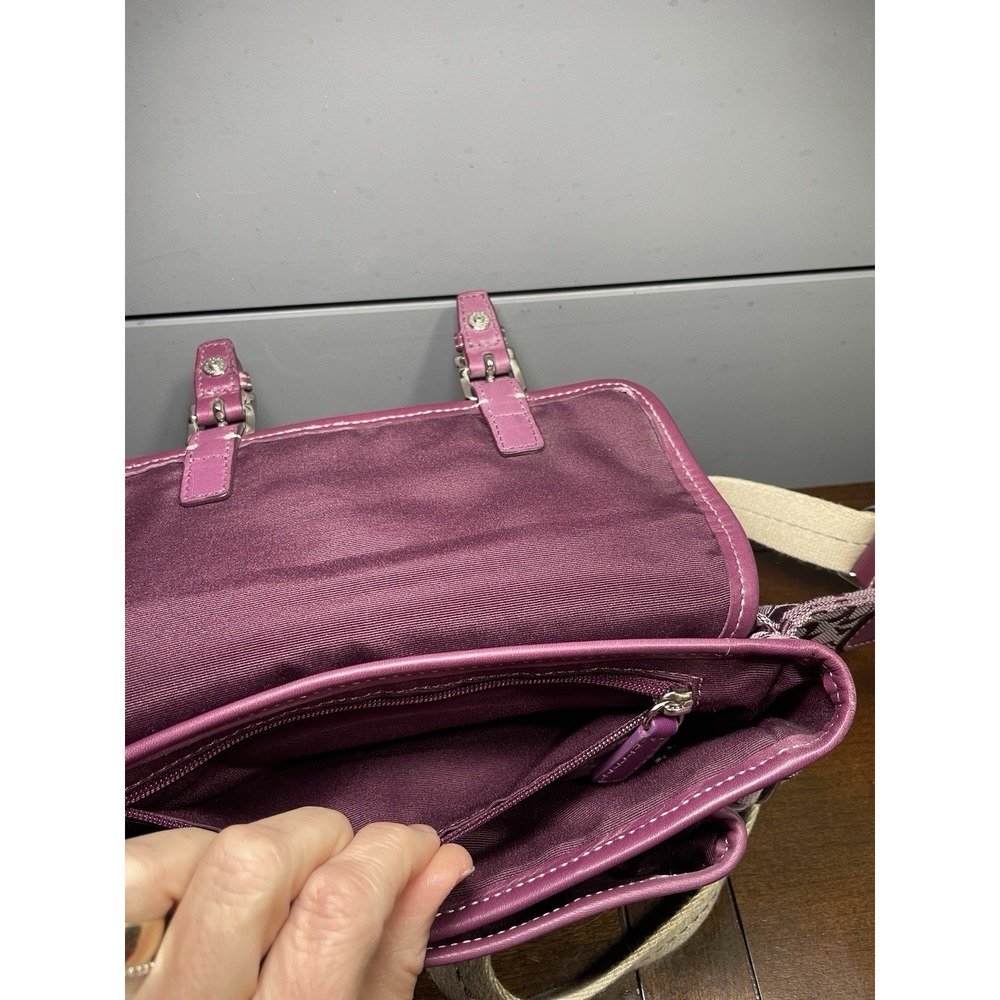 COACH Signature Purple Canvas Front Flap Fanny Pack/ Waist/Sling Bag RARE VTG EC - Picture 13 of 16