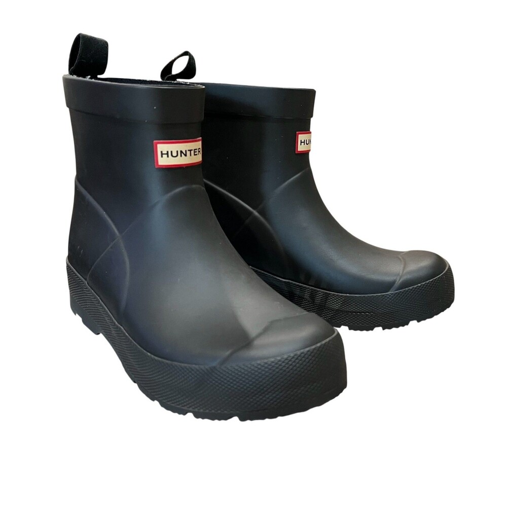 Hunter Unisex Black Big Kids PLAY™ Rubber Rain Ankle Boots  Uk 1 / US 2
