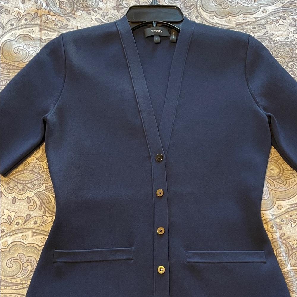 Theory Midnight Blue V-Neck Cardigan - Picture 2 of 6