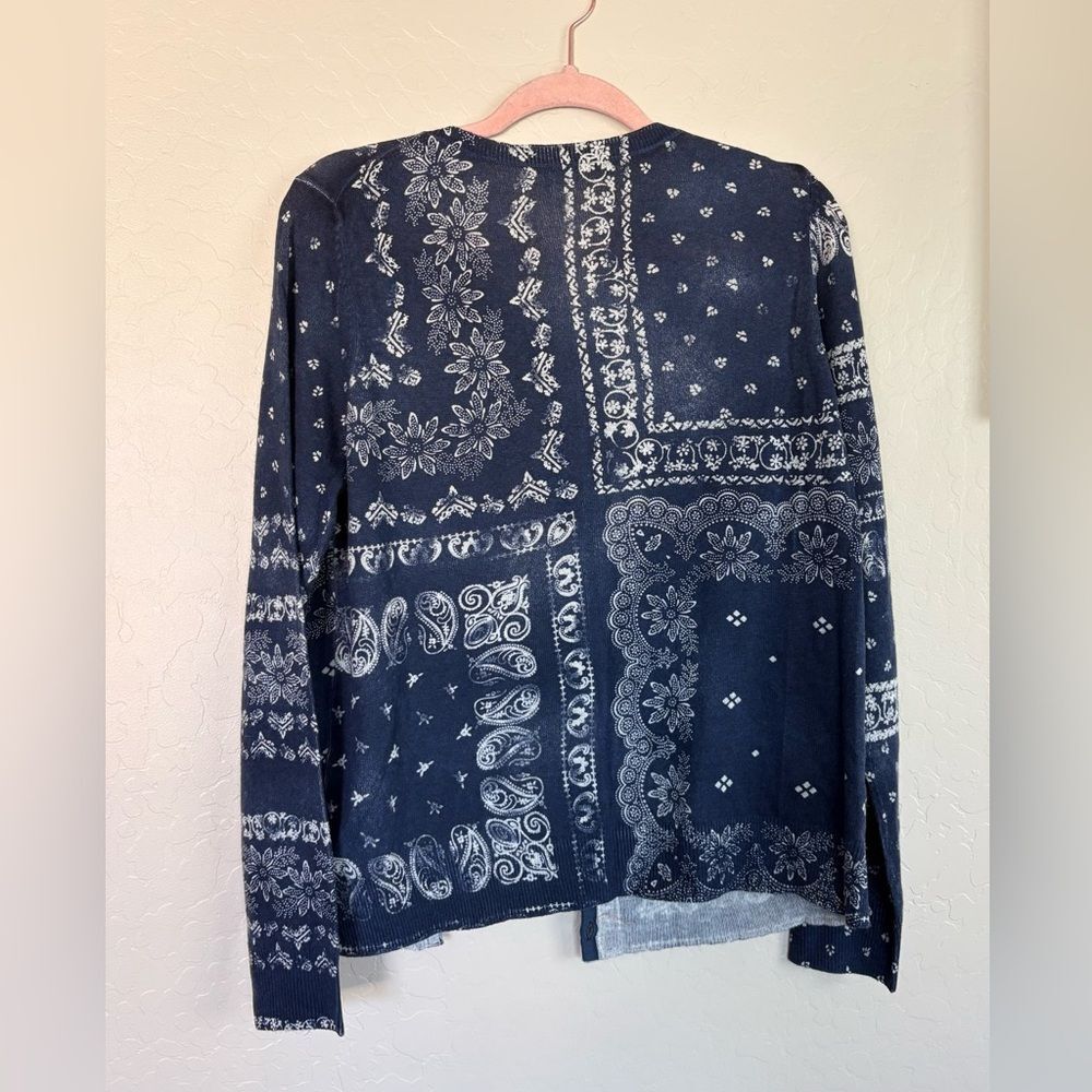 Sundance Blue Clarette Bandana Print Cardigan Large - Picture 5 of 6