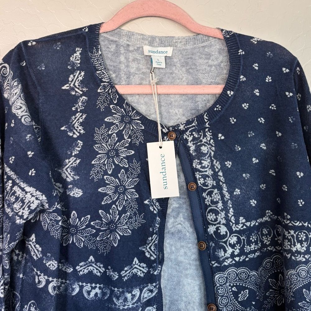 Sundance Blue Clarette Bandana Print Cardigan Large - Picture 2 of 6