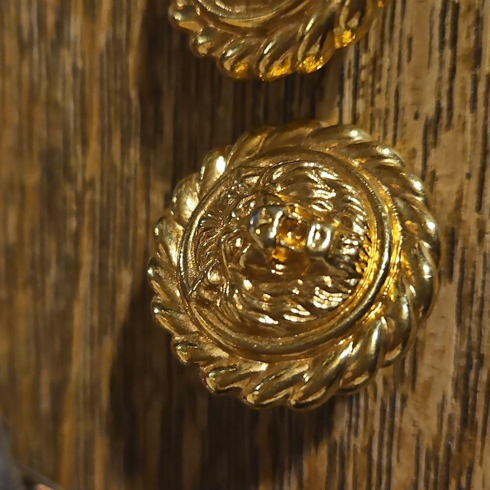 Goldtone Lion Head Clip Earrings - Picture 2 of 3