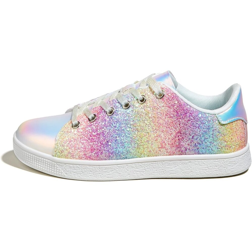Women's Purple Multi Glitter Shoes Sparkly Bling Shiny Bedazzled Lace Up Sneaker