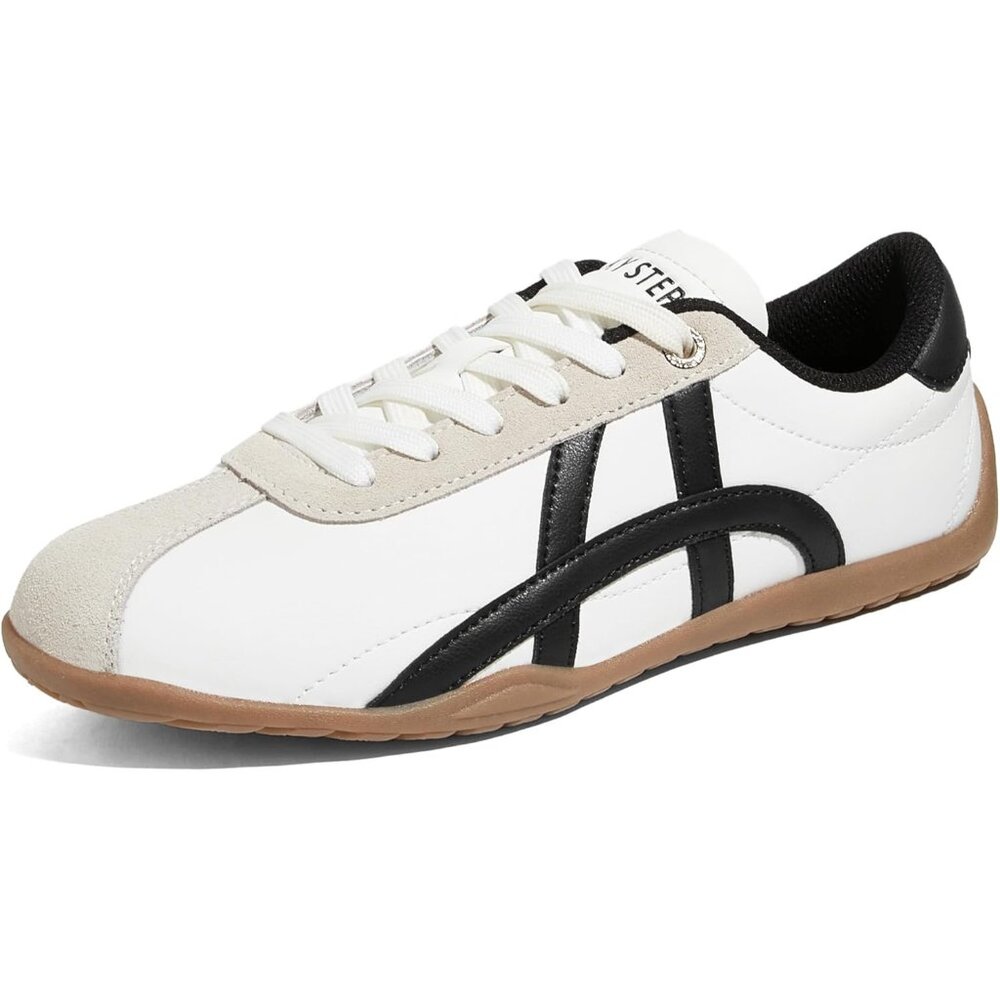 Women's White Black Walking Shoes Thin Sole Trendy Stylish Trainer Lightweight