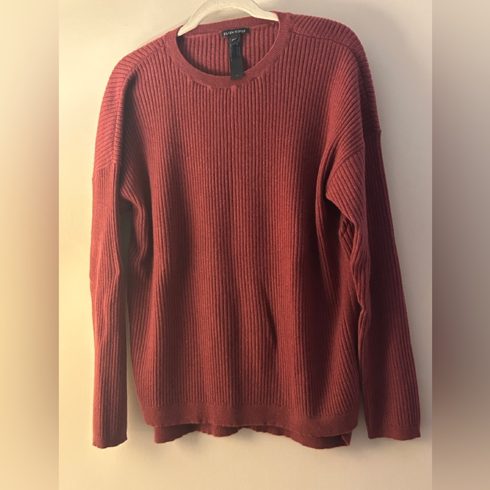 Eileen Fisher 100% Cashmere Cranberry Ribbed Sweater XL/TG