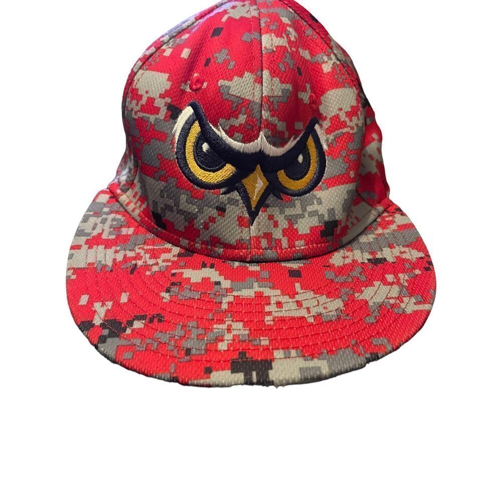 OC Sports MWS Series Men's Red Camo Fitted Orem Owlz Baseball Cap XL