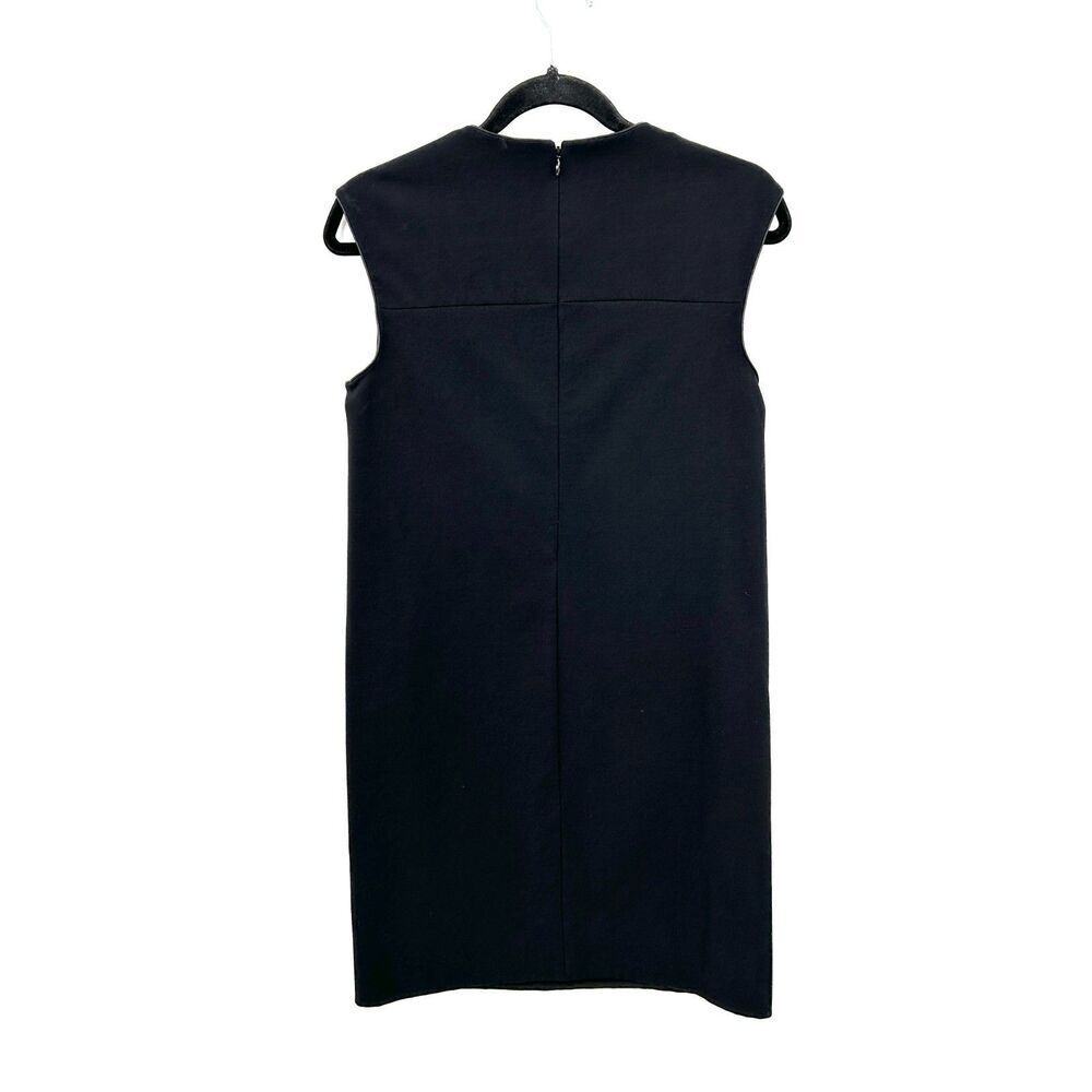VINCE Black Faux Leather Piping Sleeveless Shift MIni Office Dress Size XS - Picture 2 of 7