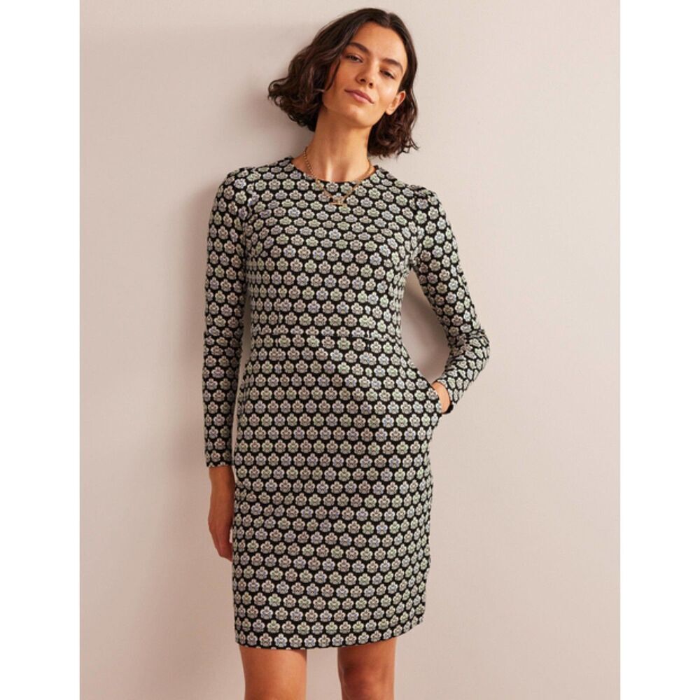 BODEN Penelope Navy Blue Green White Floral Long Sleeve Mini Dress Size 4 Petite