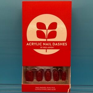 Red Aspen Acrylic Nail Dashes - Sparkling Red Press-On Nails