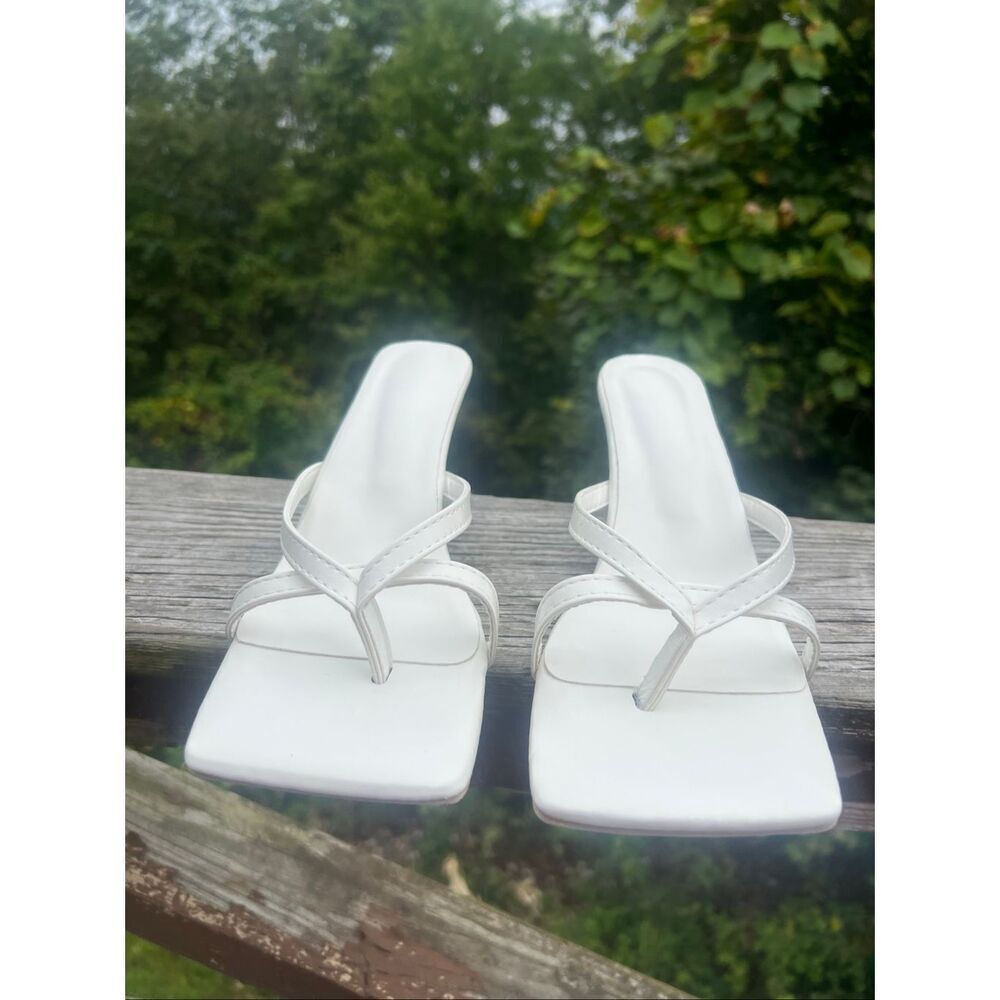 No Brand White Square Toe Sandals Sz 41 (10.5) NIB - Picture 3 of 6