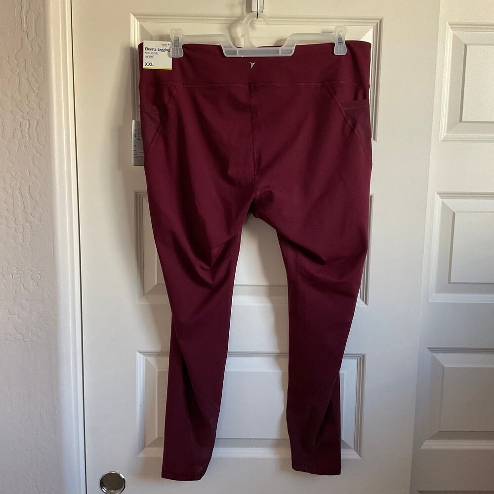 Old Navy Elevate Mid Rise Mesh Detail Wine Burgundy Leggings - XXL - NEW - Picture 5 of 7
