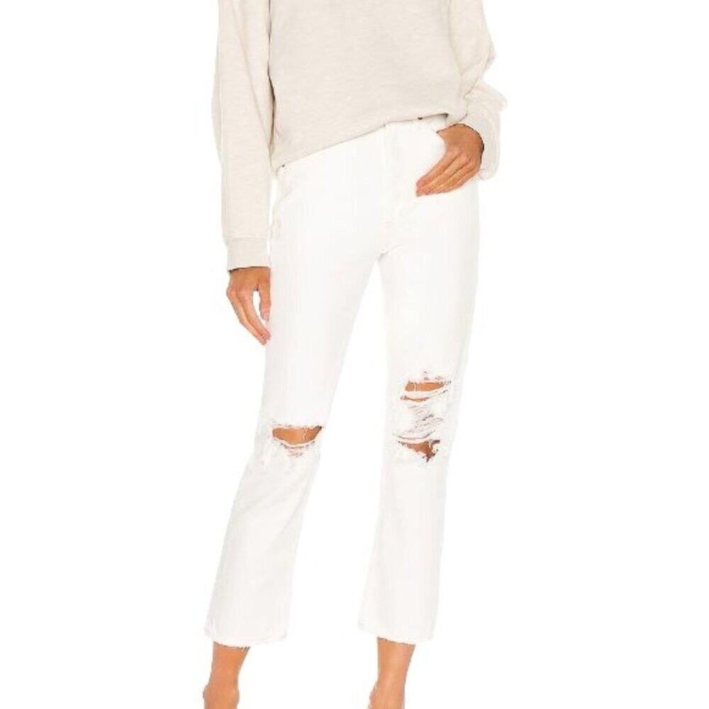AGOLDE Riley High Rise Straight Crop White Womens Size 26