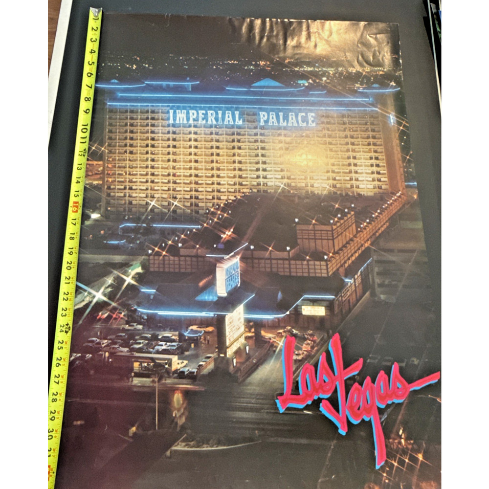 Imperial Palace Hotel Poster Las Vegas Strip Night Lights Retro Style Photograph