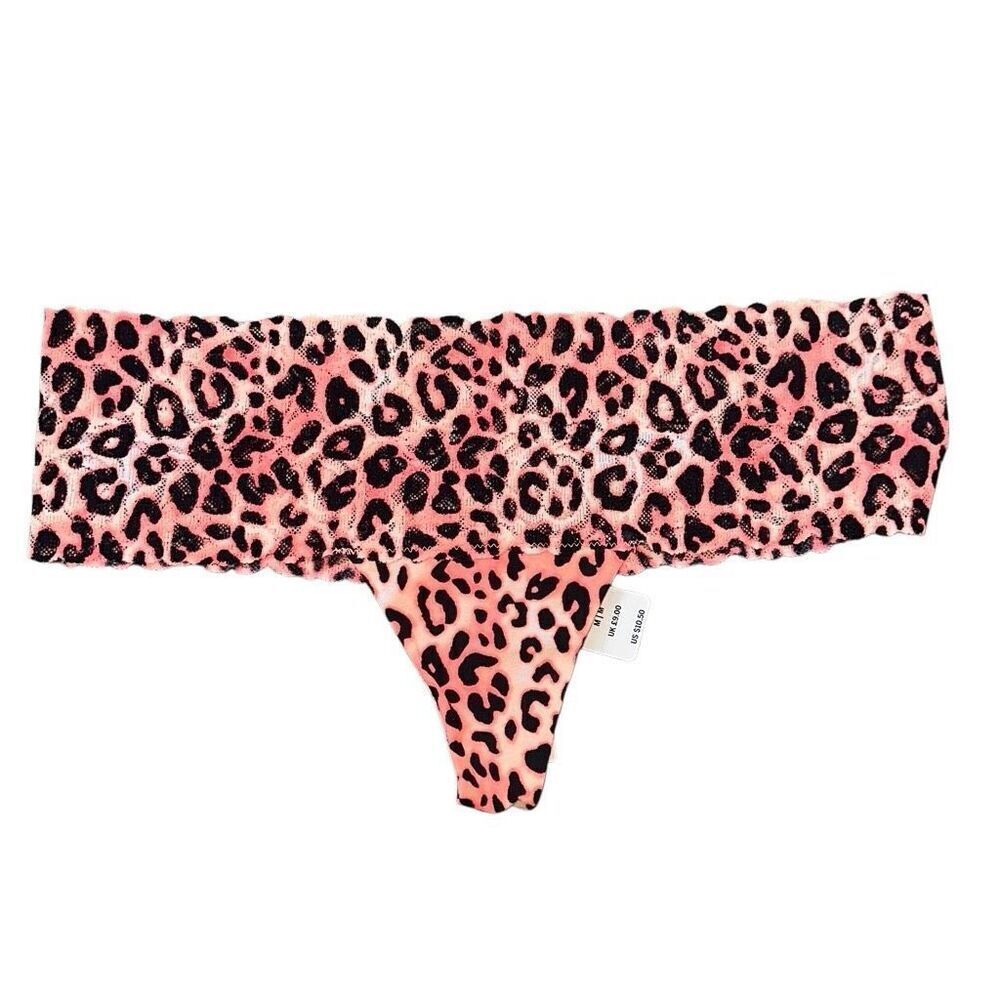 Victoria’s Secret Pink 2019 NWT neon leopard pink wide band thong
