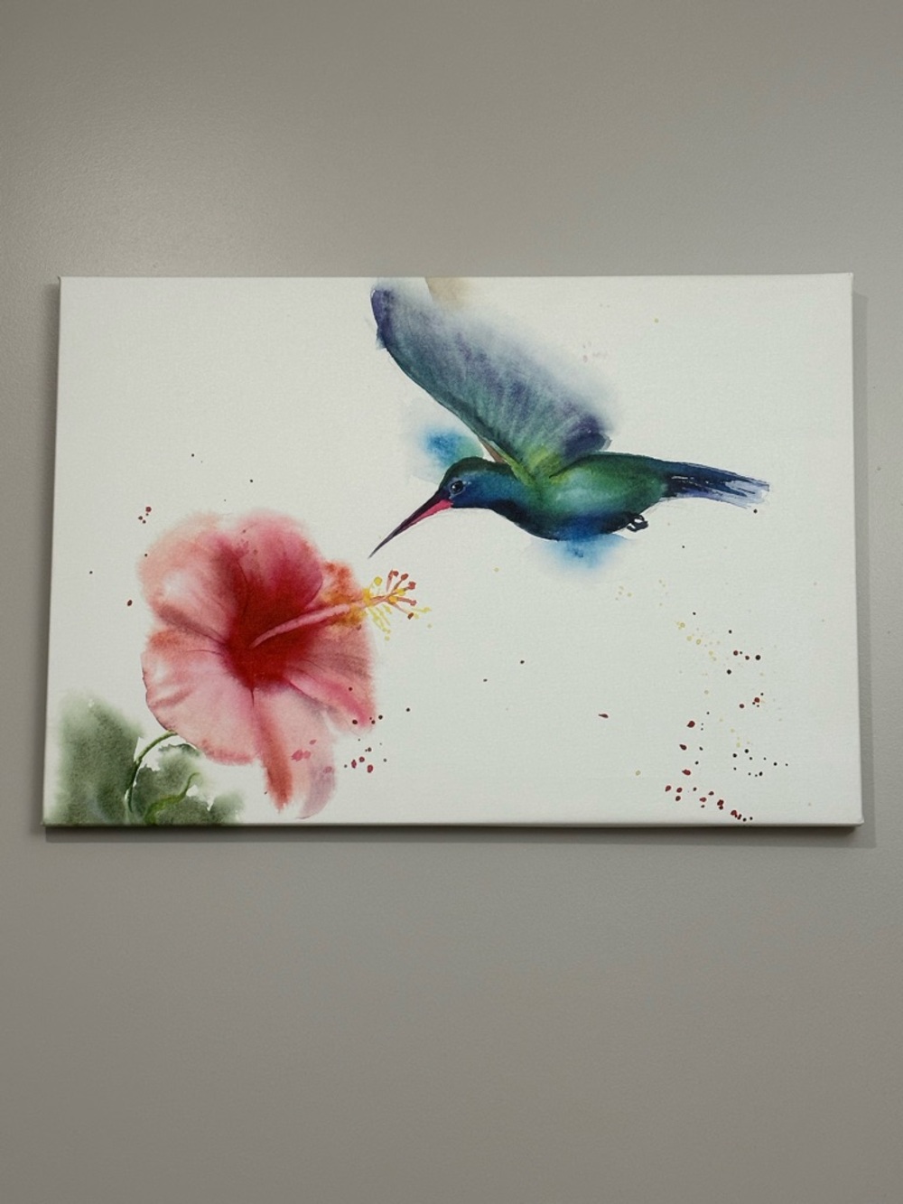 Hummingbird and Flower Canvas Wall Art