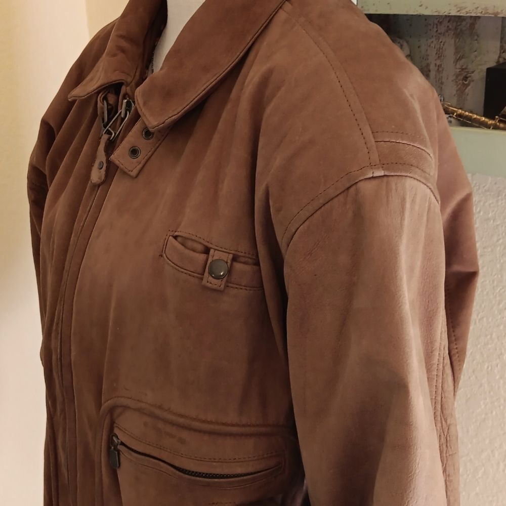 Vintage Mixed Blues Bomber Style Leather Jacket. Vintage. Y2K. Outdoor. - Picture 5 of 15