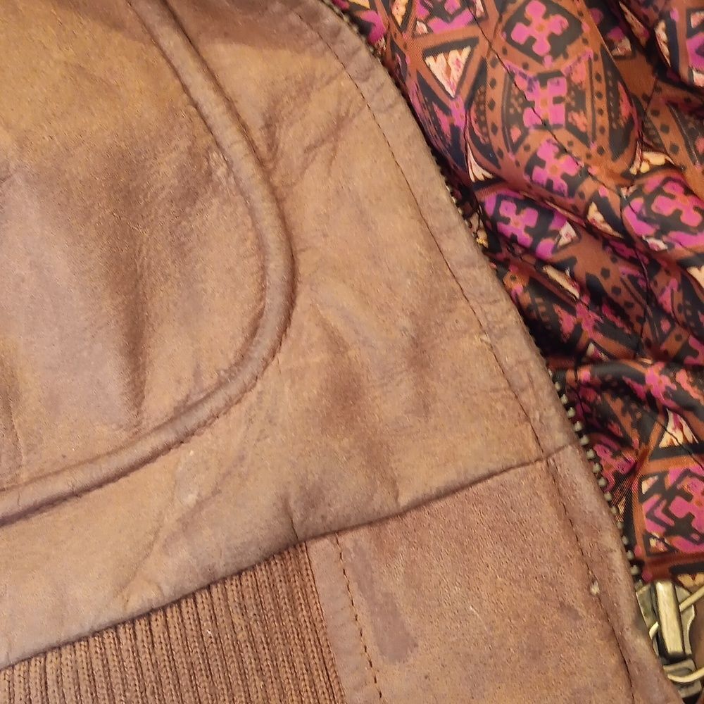 Vintage Mixed Blues Bomber Style Leather Jacket. Vintage. Y2K. Outdoor. - Picture 15 of 15