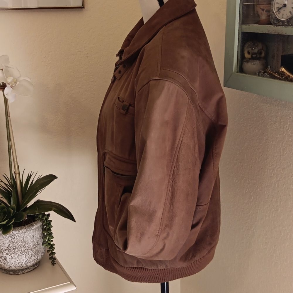 Vintage Mixed Blues Bomber Style Leather Jacket. Vintage. Y2K. Outdoor. - Picture 4 of 15