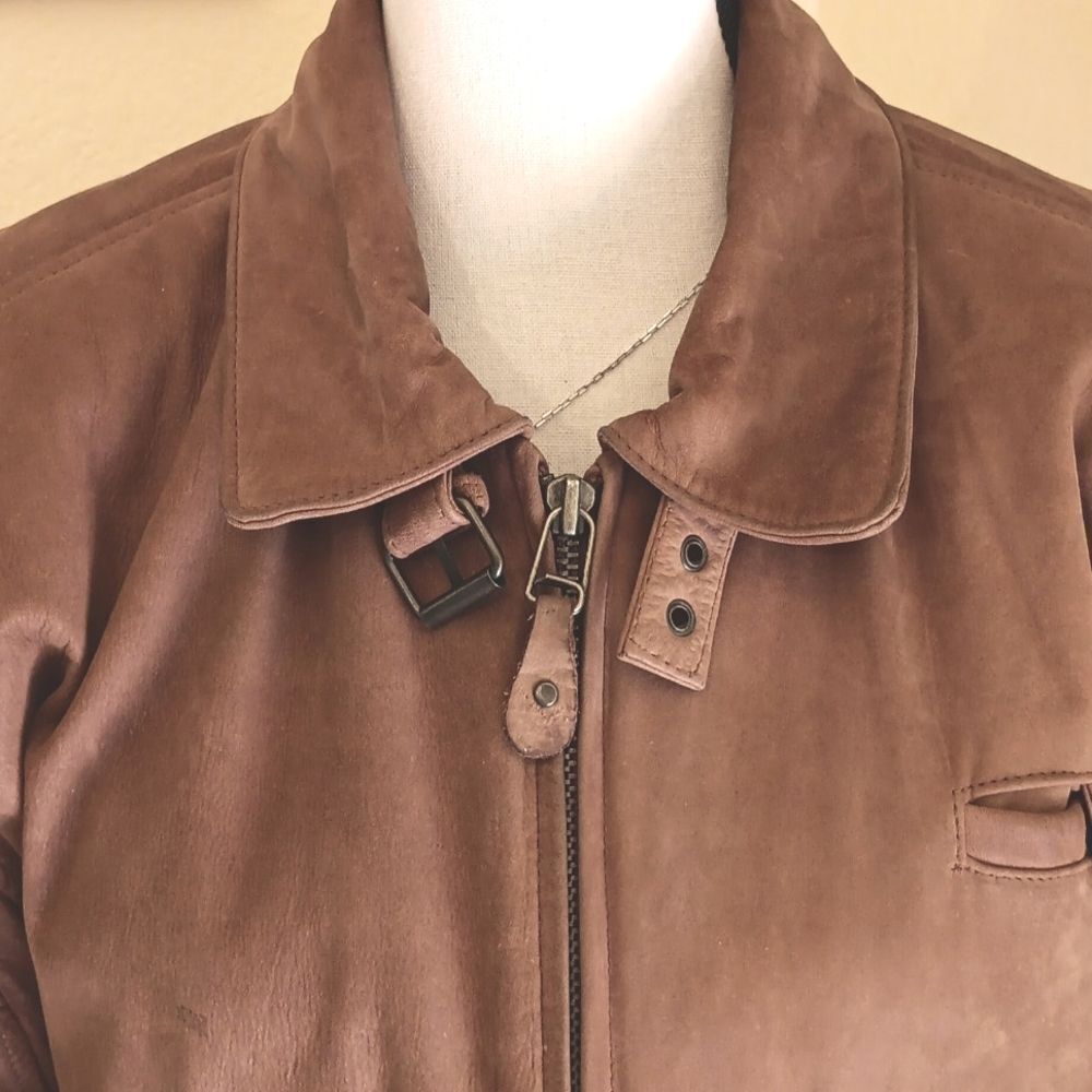 Vintage Mixed Blues Bomber Style Leather Jacket. Vintage. Y2K. Outdoor. - Picture 2 of 15