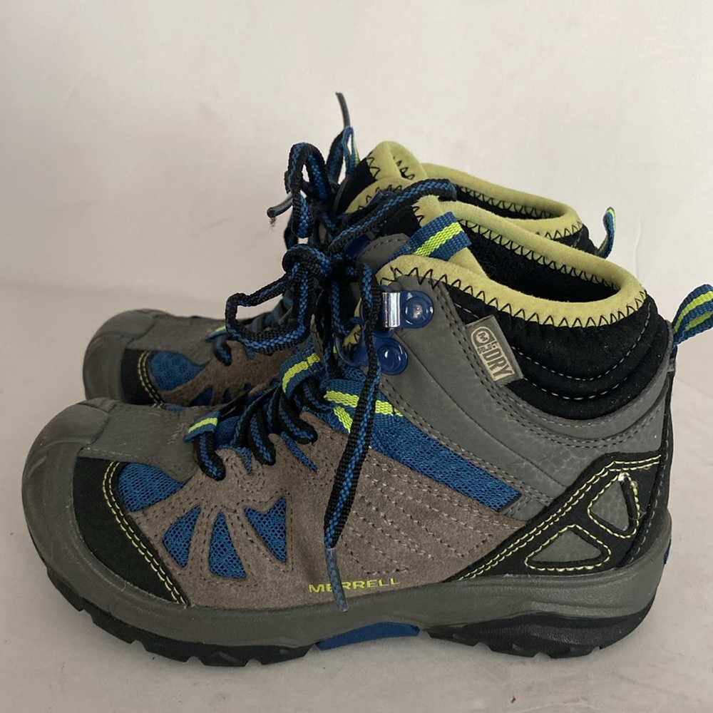 Merrell Kids Outdoor Adventure Apra Mid WTPF Boots- Green and Gray - Picture 2 of 10