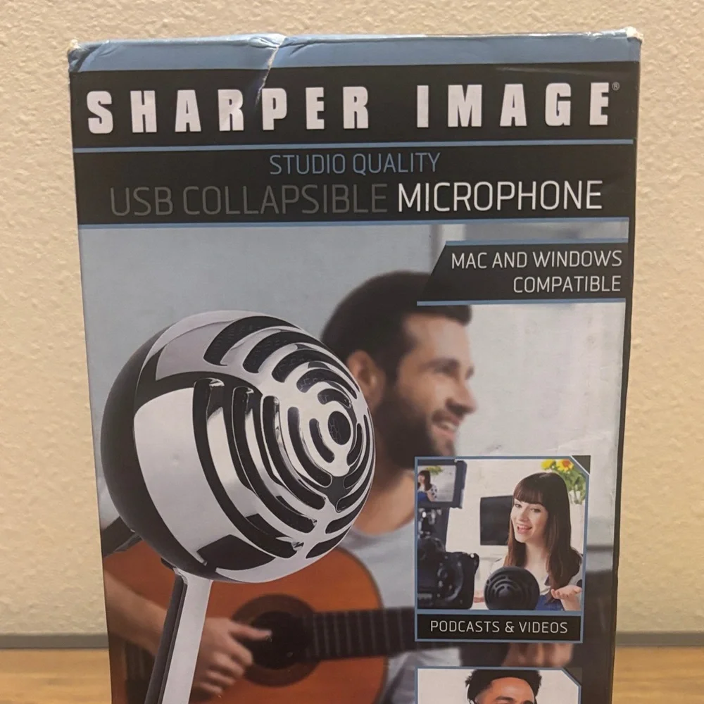 Sharper Image Black & Silver USB Collapsible Microphone for Podcasting - Picture 1 of 3