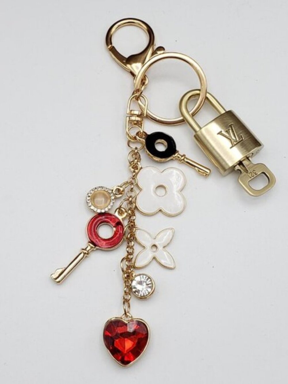 Authentic Louis Vuitton Gold Padlock & Key 🔒 LV Bag Charm w/ Unbranded Keychain - Picture 8 of 10