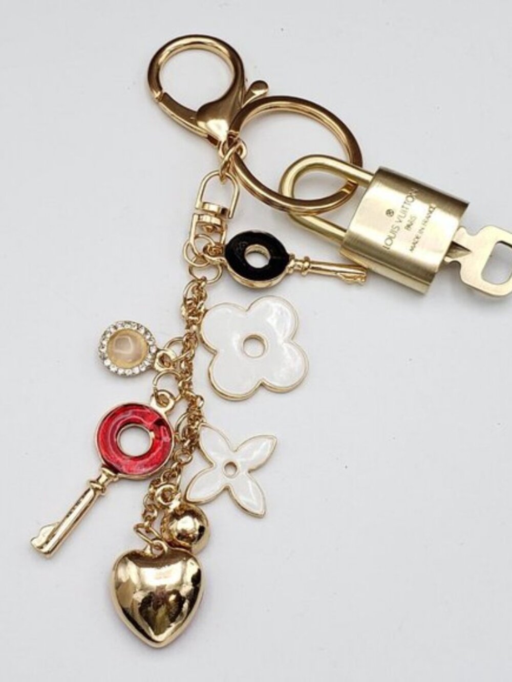 Authentic Louis Vuitton Gold Padlock & Key 🔒 LV Bag Charm w/ Unbranded Keychain - Picture 6 of 10