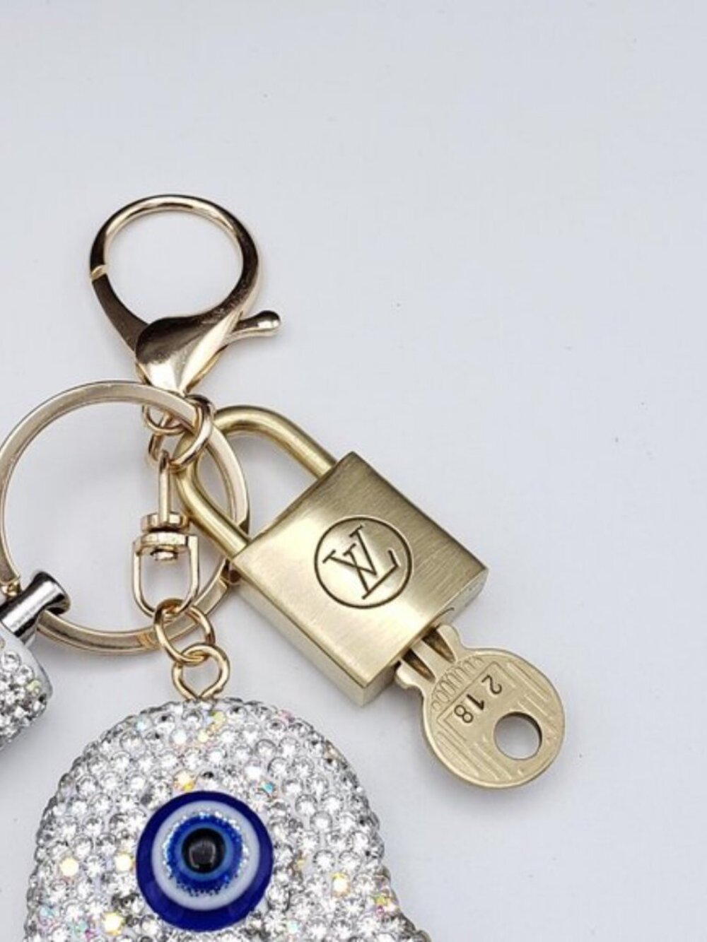 Louis Vuitton Gold Padlock 🔒 Key Set Authentic LV w/ Unbranded Evil Eye Charm - Picture 5 of 9
