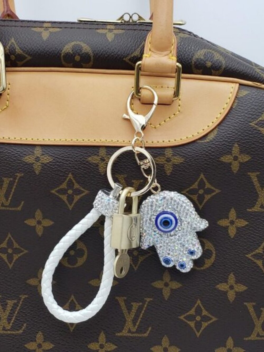 Louis Vuitton Gold Padlock 🔒 Key Set Authentic LV w/ Unbranded Evil Eye Charm - Picture 4 of 9