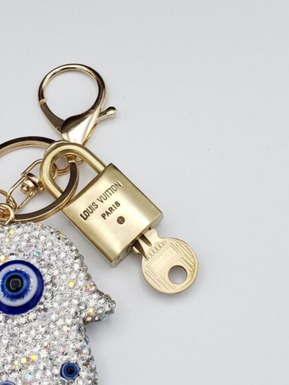 Louis Vuitton Gold Padlock 🔒 Key Set Authentic LV w/ Unbranded Evil Eye Charm - Picture 6 of 9